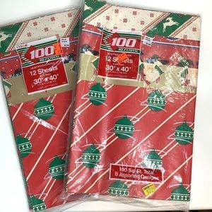 2 NEW Vintage 90s Cleo Christmas Wrapping Paper 12 Sheets 8 Designs 100sq Ft